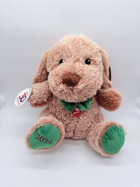 Petsmart Chance The Dog 11" Plush Dog Toy Squeaker Tan Green Christmas 2024